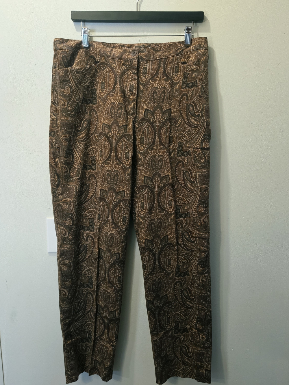 Lauren Ralph Lauren Paisley Brown Cotton Blend Chinos Pants Trousers Size 14